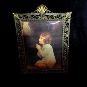 VGT Convex Glass and Metal Frame. Sir Joshua Reynolds' "Infant Samuel at Prayer.